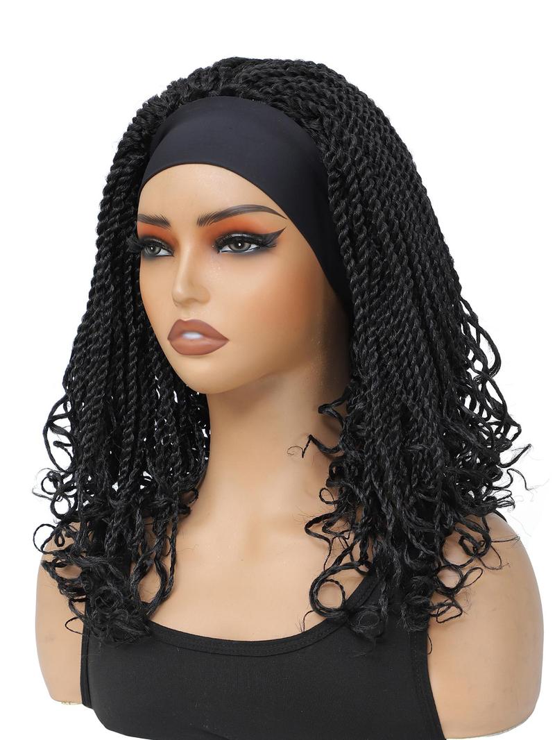 Product Introduction of 12 Inch Short Braided Headband Wigs for Black Women, Heat Resistant Crochet Twist Box Braided Headband Bob Wig, African Synthetic Braiding Hair Headband Wig 3
