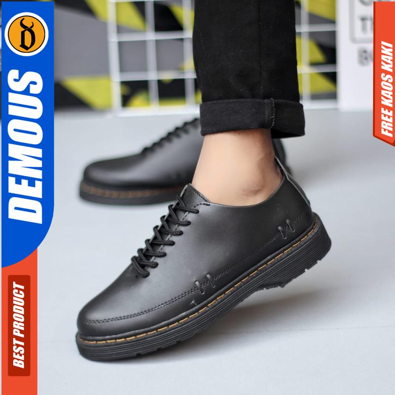 DEMOUS MINATO - Sepatu Formal Pantofel Docmart Hitam Pria Kerja Shoes 1