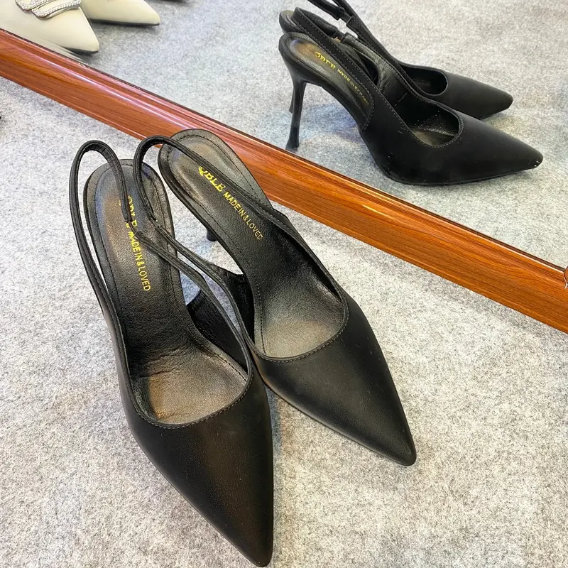 High heel_ giầy cao gót 9p mũi nhọn trơn chất liệu da nhung mềm mại (Fom chuẩn size) 5