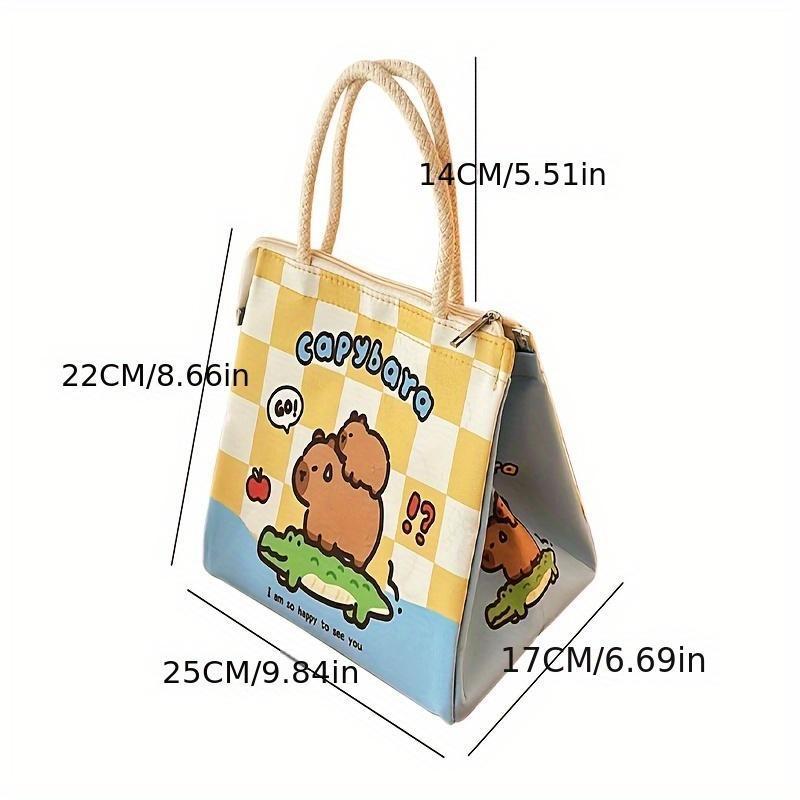 Product Introduction of A cute capybara lunch bag with large capacity, perfect for office workers and students, stylish design with insulation function, suitable for daily work and school use 4