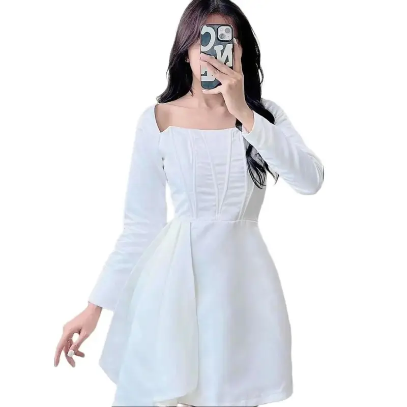 [Tuni Closet] HDC715 Đầm Nữ tiệc tapta trễ vai khoét lưng 0