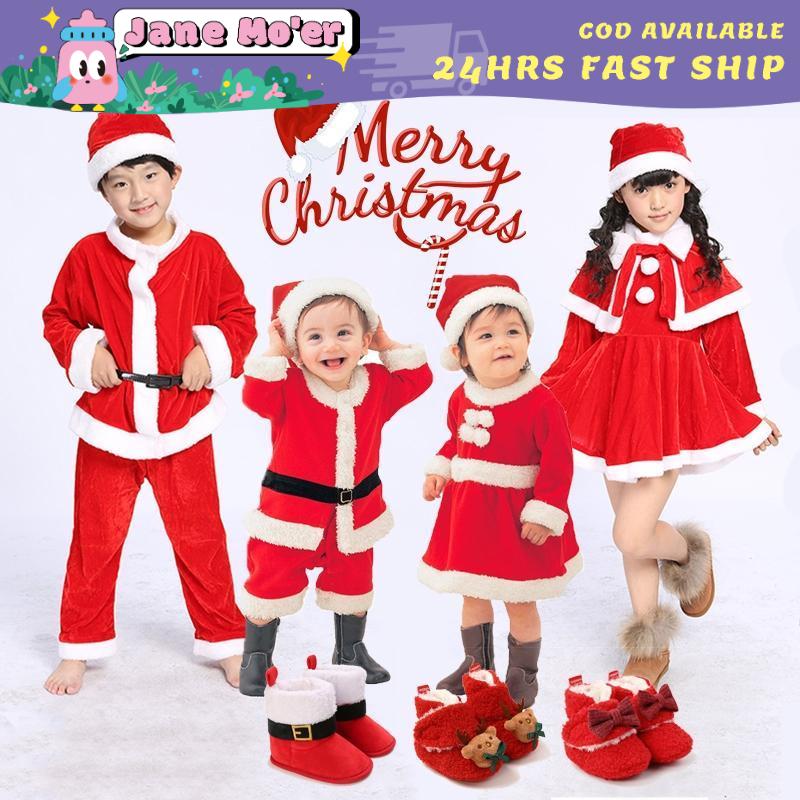 Trang Phục Giáng Sinh Cho Em Bé JM Cho Em Bé Trai Hoặc Bé Gái 1 Tuổi Bộ Trang Phục Ông Già Noel Dài Tay Quần Áo Trẻ Em Nhồi Bông Giáng Sinh