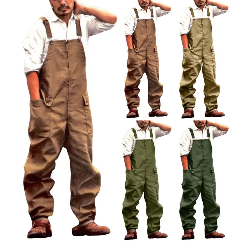 Áo Jumpsuit Quần Denim, Dành Cho Nam Giới, Phong Cách Cổ Điển Thường Ngày Dáng Rộng Vừa Vặn, Quần Yếm, Có Túi Lớn, Vải Mềm Và Dày, Áo Jumpsuit Quần Túi Hộp 8