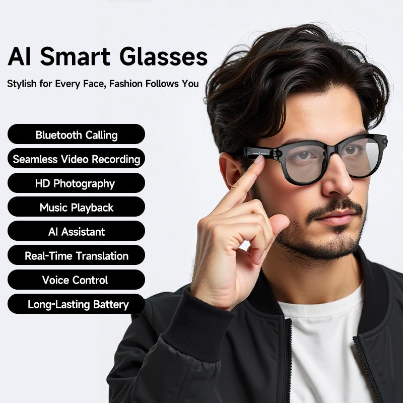 2026 AI Smart Glasses AI Translation Sunglasses Bluetooth Calling Music Player Camera Control Anti blue Light Glasses Men Women - Image 3