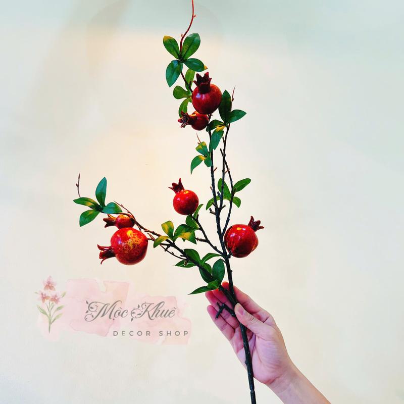 Cành lựu- cành hồng- cành đào đông- cành táo đồng- cành rẻ quạt lẻ , trang trí ngày tết bình hoa giả ngày tết, decor nhà cửa ngày tết Decor Phòng