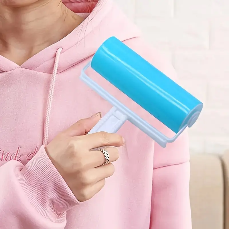 1pc Oversized Reusable Lint Roller - Washable, Multi-Color Sheets (Yellow, Pink, Blue), Ideal for Pet Hair & Dust Removal on Bedroom, Clothing, Bedding & Furniture, Lint Remover for Clothes 1