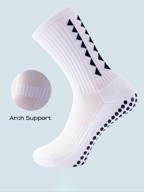 Men's Geometric Pattern Crew Socks, Casual Comfy Breathable Non-slip Socks for Football Basketball Running, Fashion Men Socks 3