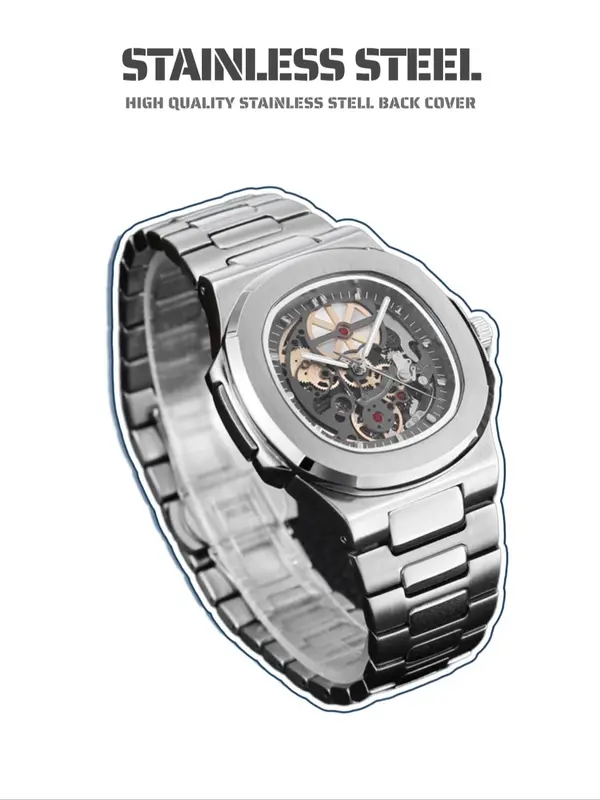 Men's Street Trend Automatic Mechanical Watch, Fashion Waterproof Watch for Party, Daily Decor, Trendy All-match & Exquisite Watch for Birthday Gift with Box 3