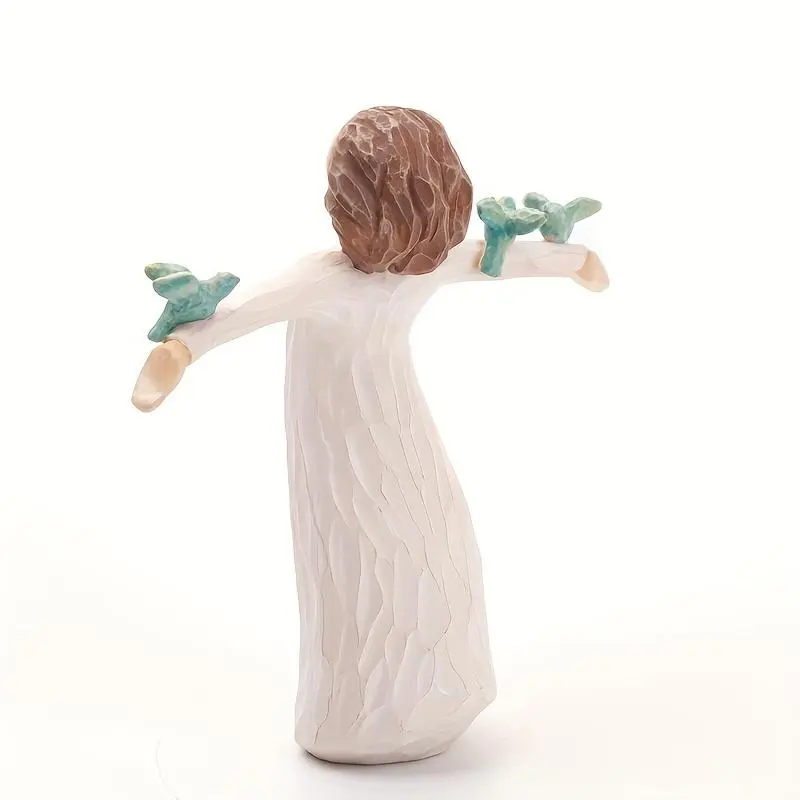 Resin Figure Sculpture, 1 Count Woman Figurine, Decorative Ornament For Home Office Desk 4