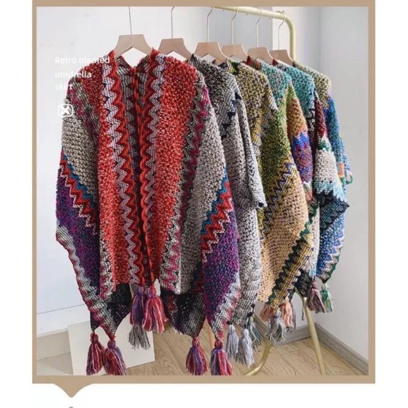 Khăn Áo Choàng Boho Du Lịch Họa Tiết Thổ Cẩm Sợi Dệt Đẹp Hoa Len