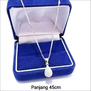 Kalung Titanium Silver Kalung Perak Itali Liontin Tetes Anti Luntur Anti Karat