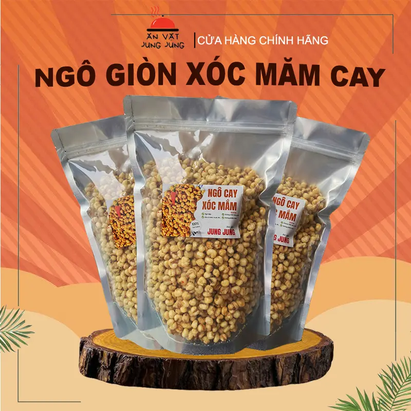 Combo 1kg Ngô Giòn Xóc Mắm Cay Nhẹ, Ăn Vặt Tuổi Thơ, Giòn, Ngon, Đóng Túi Zip 500g Food Snack Ăn Vặt Jung Jung Thức Ăn 0