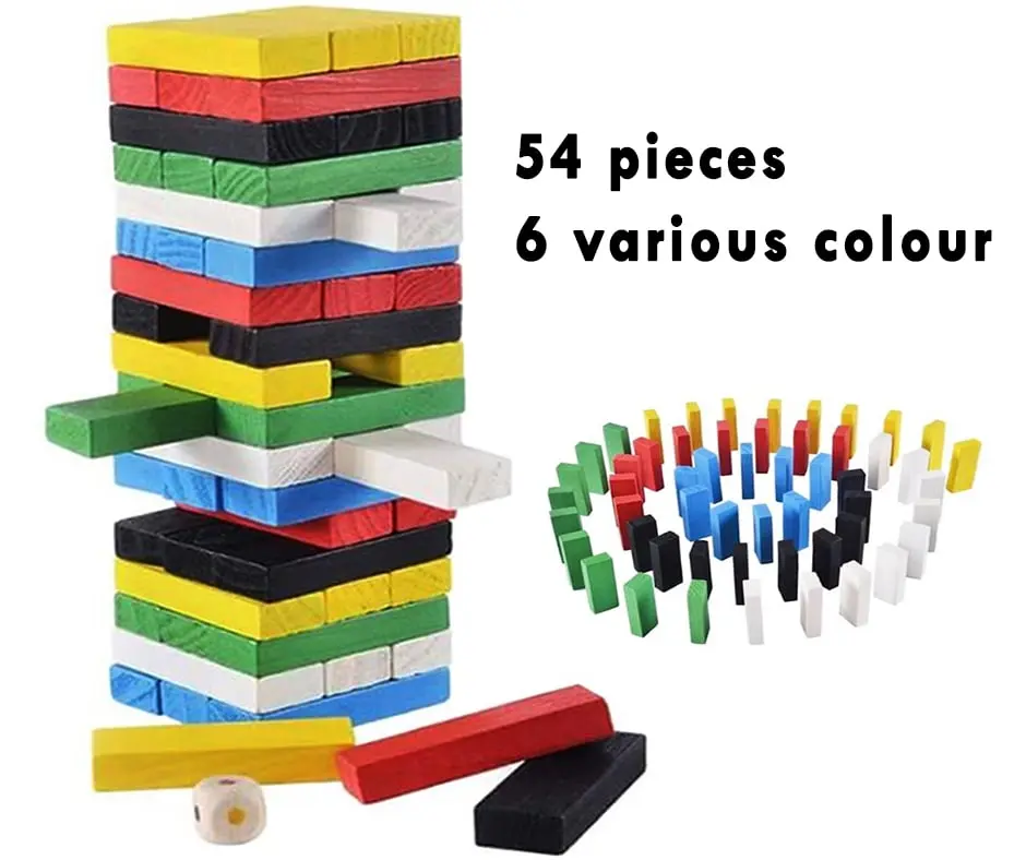 Coloured Wooden Stacking Block Tumbling Tower Toy