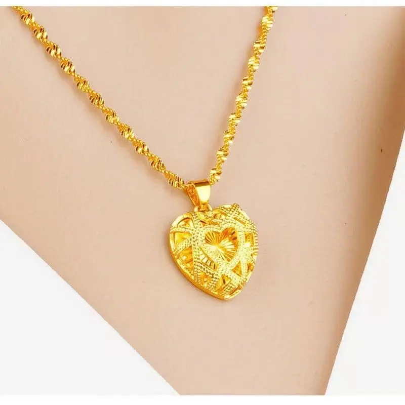 Vòng Cổ Mặt Dây Chuyền, Thời Trang, Phong Cách Văn Học, Chất Liệu Đồng Thau Mạ Vàng, Thiết Kế Trái Tim Rỗng Dễ Phối Đồ, Thiết Kế Đơn Giản, Giá Tốt, Phong Cách Sang Trọng, Thích Hợp Làm Quà Tặng Mẹ, Dây Chuyền Trang Sức Titan Jewelry Chain 2