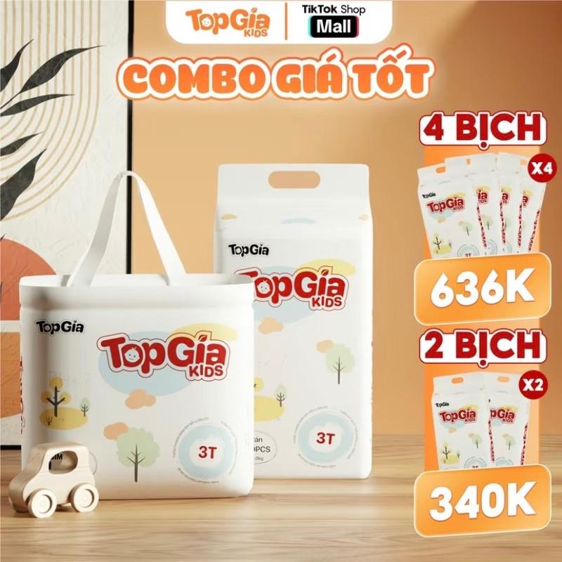 COMBO GIÁ TỐT Tã Bỉm TopGiaKids pH<7 an toàn cho da bé ,mềm mại ,mỏng nhẹ ,khô thoáng thấm hút tốt đủ size S M L XL XXL XXXL Cho Bé Balo