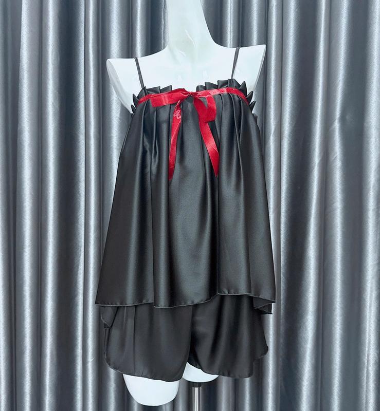 65Kg - 90Kg Set 2 Dây Quần Đùi Bigsize Cho Nữ Vải Lụa Latin Trơn Mềm Mát Phối Áo Xếp Li Phối Ruy Băng Quần Đùi Ống Rộng Mặc 4 Mùa Women Top Jacket