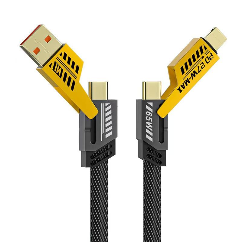 Cáp dữ liệu di động Mech, Thiết kế cuối cùng 4 trong 1, Kéo kép, Cáp sạc Máy Tính Bảng kép, Loại C trên ô tô, Cáp sạc siêu nhanh Usb 8