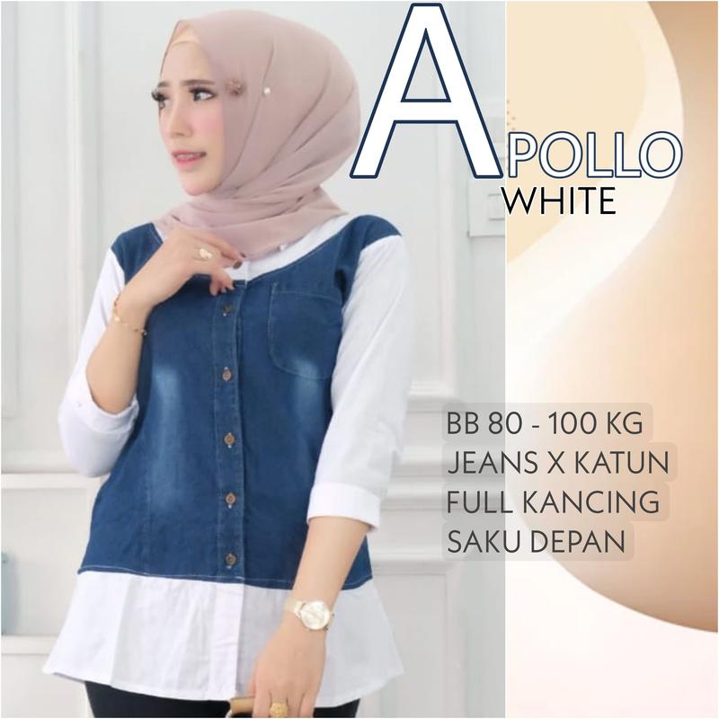 ATASAN WANITA MODEL JEANS KOMBINASI KOTAK UNTUK BB 40 - 100 KG ALL REAL PICT 6