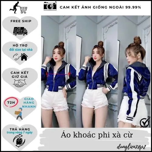 Áo khoác crotop có mũ bomber nữ phi xà cừ 2 lớp siêu đẹp Jacket Women Đen