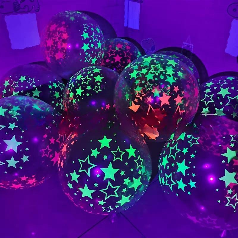 Product Introduction of Fluorescent Balloon Luminous Wave Dot Neon Balloon Party Decoration Candy Dot Halloween Transparent Set Balloon 3