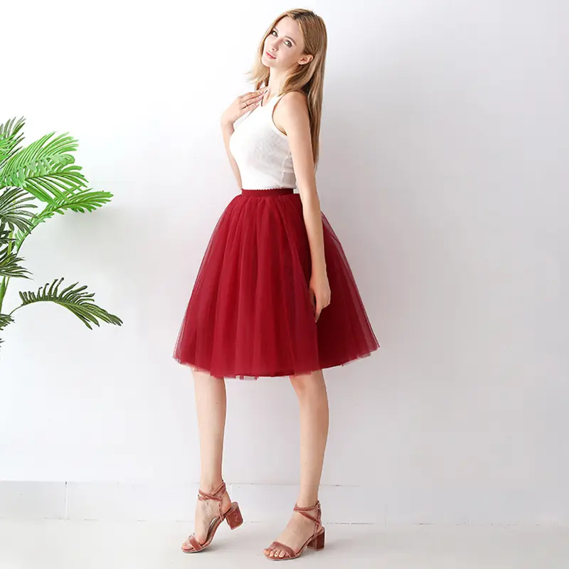Váy Vải Tuyn Cho Nữ, Cạp Cao, Màu Trơn Nhẹ, Váy Tutu Sành Điệu, Màu Sắc Tươi Sáng, Thích Hợp Cho Mùa Hè 8