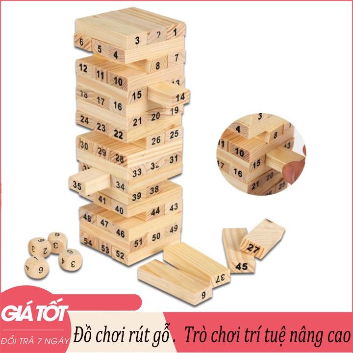 Bộ Đồ Chơi Rút Gỗ Loại Khổng Lồ - Bộ đồ chơi rút gỗ 54 thanh kèm 4 viên xúc xắc giúp bé phát triển trí tuệ