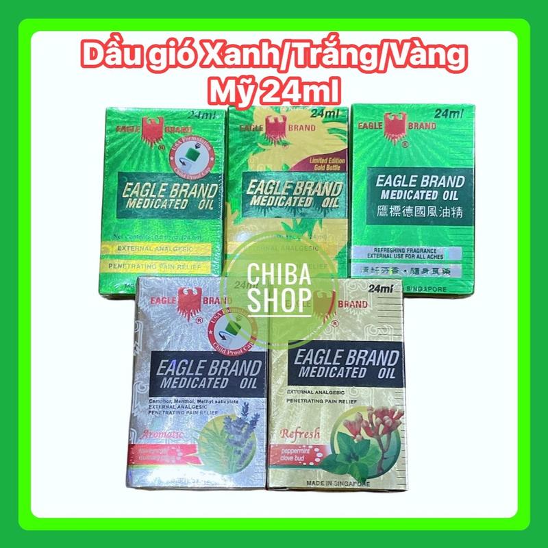 Dầu Gió Xanh Con Ó Mỹ 2 nắp 24ml nước xanh trắng vàng, mẫu mạ vàng hàng CHUẨN CHÍNH HÃNG