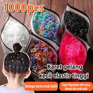 1000pcs Set Tali Rambut Bayi Warna-Warni Elastis Aman Rambut Halus