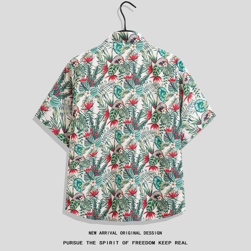 Áo Sơ Mi In Họa Tiết, Phong Cách Cổ Điển Đi Biển Hawaii, Dành Cho Nam Giới, Ngắn Tay, Mặc Mùa Hè, Dễ Phối Đồ, Dáng Rộng Vừa Vặn, Lụa Lạnh Mỏng, Cảm Giác Ngầu Thích Hợp Cho Bé Trai, Mặc Bờ Biển Và Kỳ Nghỉ, Áo Sơ Mi Thường Ngày Thời Trang 2
