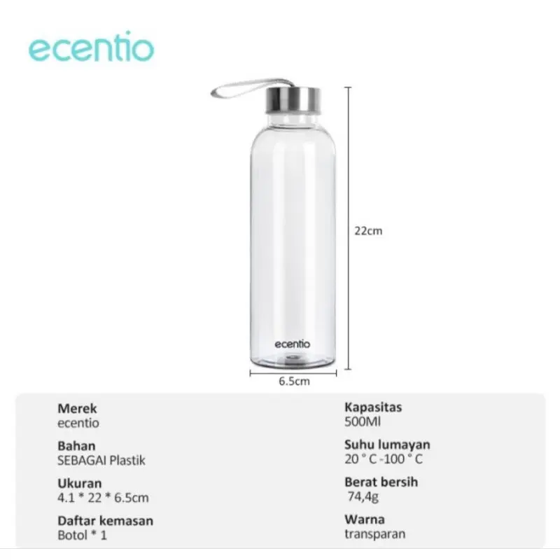 Ecentio Botol Minum Botol Olahraga Kanto 500ML Botol Minuman Olahraga Botol Minun Bening Water Botol Botol Air Olahraga 1