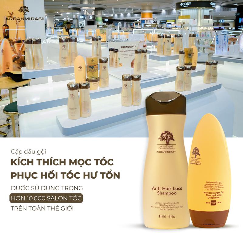 Bộ Dầu Gội Dầu Xả Ngừa Rụng Thương Hiệu Quốc Tế ARGANMIDAS Giảm Rụng Hỗ Trợ Dày Tóc
