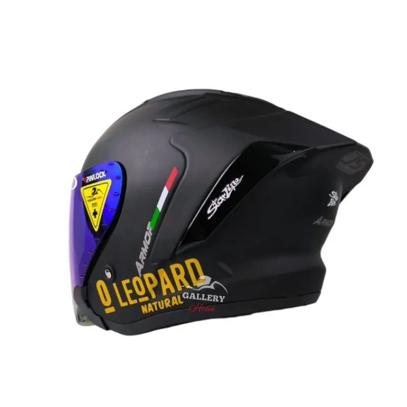 Js Armor Hitam Doff Paket Ganteng Leopard | Helm Half Face Kekinian Iridium Motorcycle Visor 4