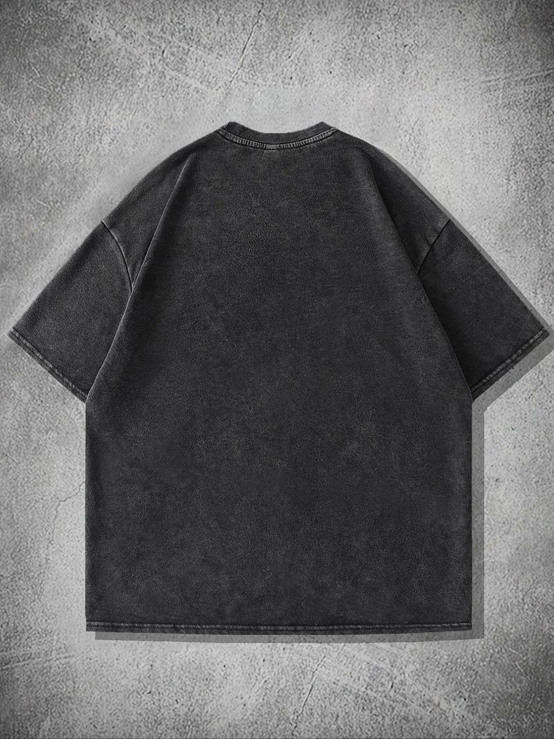 Product Introduction of Men's Korn Graphic Print Round Neck Tee, Regular Fit Vintage Trendy Casual Short Sleeve T-shirt for Daily Wear, Men's Summer Outfit, Top, Cotton 2
