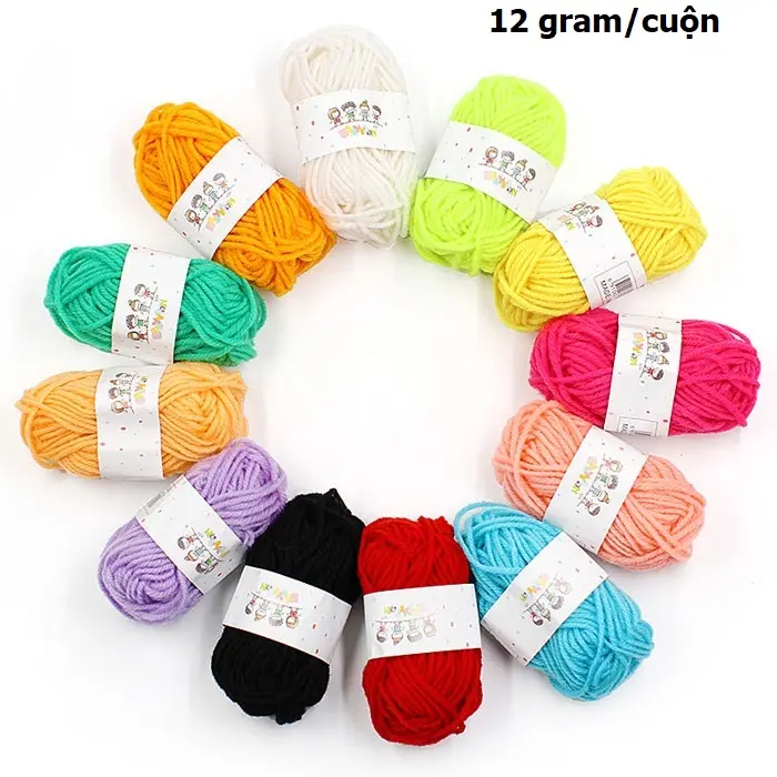 Set cuộn len 12 màu để làm đồ thủ công handmade trang trí làm đồ chơi mầm non DIY sáng tạo đa dạng 2