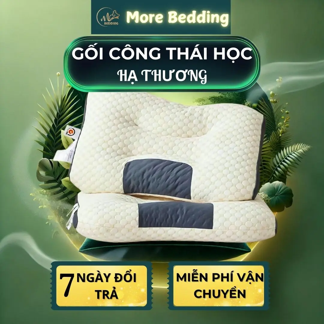 Gối Công Thái Học More Bedding Ruột Gối Bông Gòn Tinh Khiết Thiết Kế Lượn Sóng Hỗ Trợ Tư Thế Ngủ Giảm Đau Vai Gáy - Hạ Thương