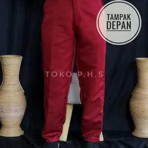 Celana Merah Sekolah SD Panjang Pinggang Karet Bahan Elemen Premium Licin dan Adem
