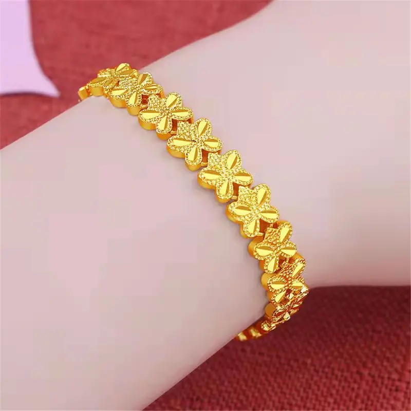 Vòng Tay Dây Chuyền Xích Màu Vàng Đồng Thau, Phong Cách Hàn Quốc, Vòng Tay Hạt May Mắn, Dành Cho Phụ Nữ, Thích Hợp Cho Đám Cưới Và Quà Tặng Sinh Nhật 5