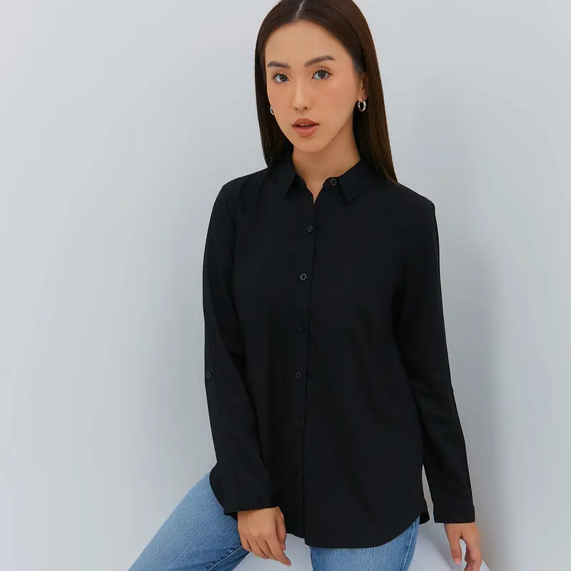 Geela Official - Afshin Black Shirt (G.11647) - Kemeja Wanita 3