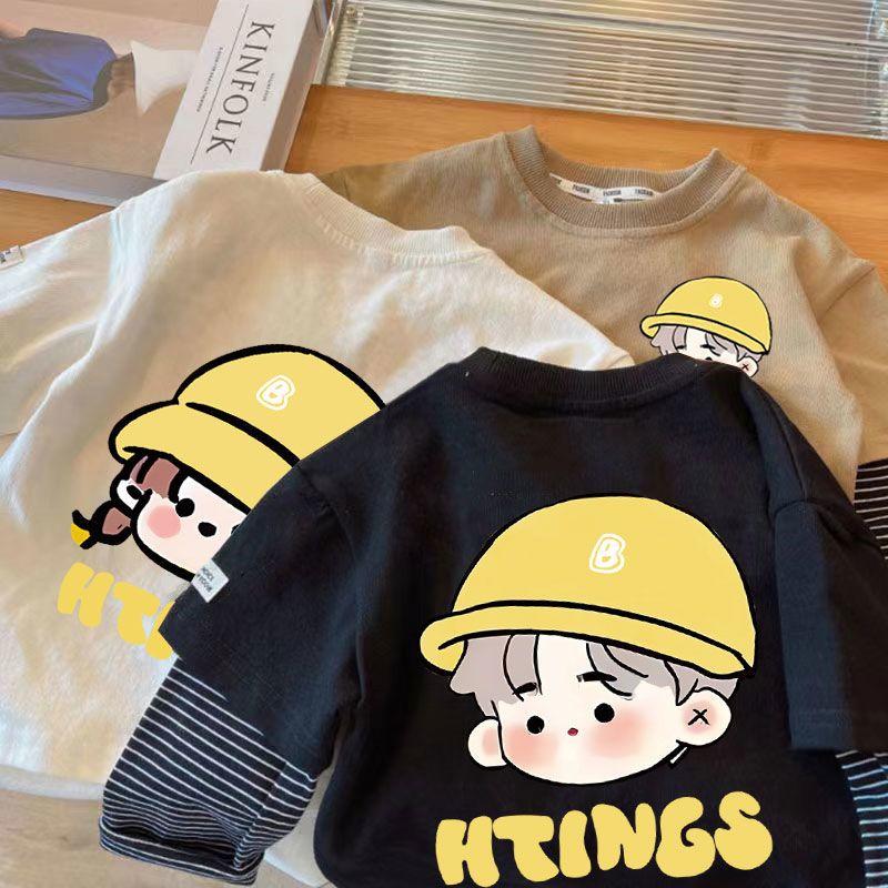 Trang Phục Anh Chị Em Trẻ Em, Bộ Sưu Tập Mùa Xuân, Áo Phông Cotton Nguyên Chất Dài Tay, Dành Cho Bé Trai Và Bé Gái, Áo Sơ Mi Giả Hai Mảnh Sành Điệu, Cũng Thích Hợp Cho Trẻ Sơ Sinh