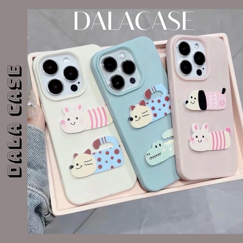 Ốp Lưng Nhám Sần Màu Charm Thú Cute