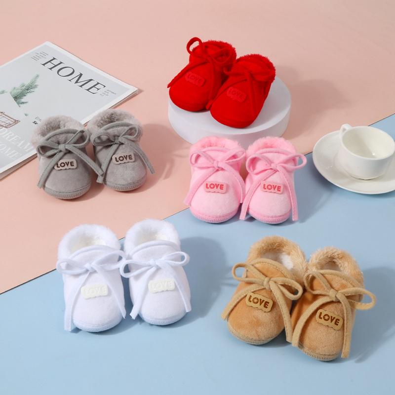 Bốt cho Em Bé gái và bé trai lót lông dép đi trong nhà giày Tập Đi đầu tiên của trẻ Sơ Sinh mùa đông
