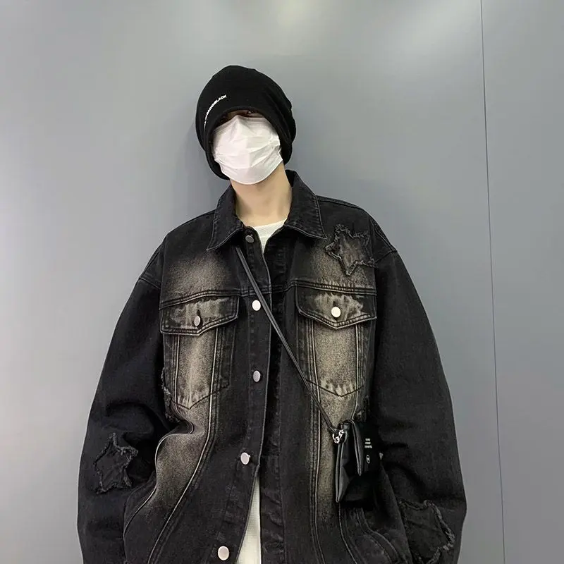 Áo Khoác Denim, Phong Cách Mỹ, Dành Cho Nam Giới, Thời Trang Mùa Xuân Và Mùa Thu, Ins Dễ Phối Đồ Chất Liệu Pu, Áo Khoác Đẹp Trai, Quần Áo Phong Cách Dáng Rộng Rãi, Thiết Kế Đẹp, Độc Đáo Menswear Jacket
