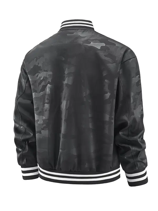 Men's Camo Print Zip Up Bomber Jacket, Regular Fit Casual Long Sleeve Outerwear for Spring & Fall, Fashion Men's Clothes for Daily Wear 1