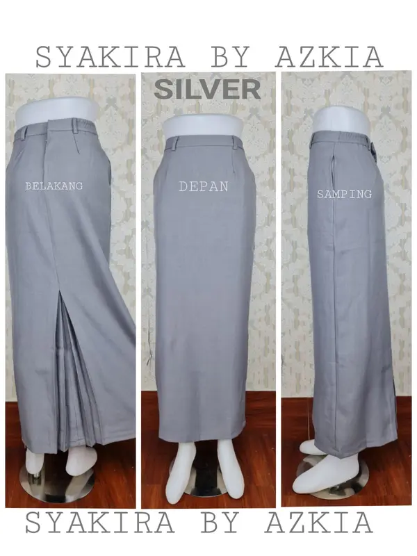 Rok kerja kantor wanita bahan model span warna pink baby,khaki, silver, coksu, putih, milo, dongker, abu tua dan maroon Brand Syakira by Azkia Putih Slim-fitting Stretch Formal 3