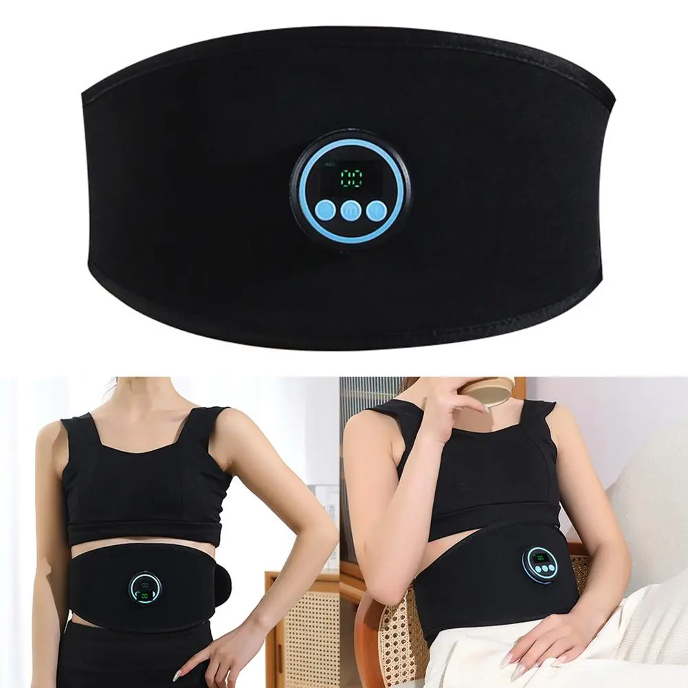 Waist Massage Electric Belt Abdominal Trainer Slimming Workout Vibration Waist Black Massager Belt Fitness Belly Fitness E0Y1 Adjustable Therapy Comfort