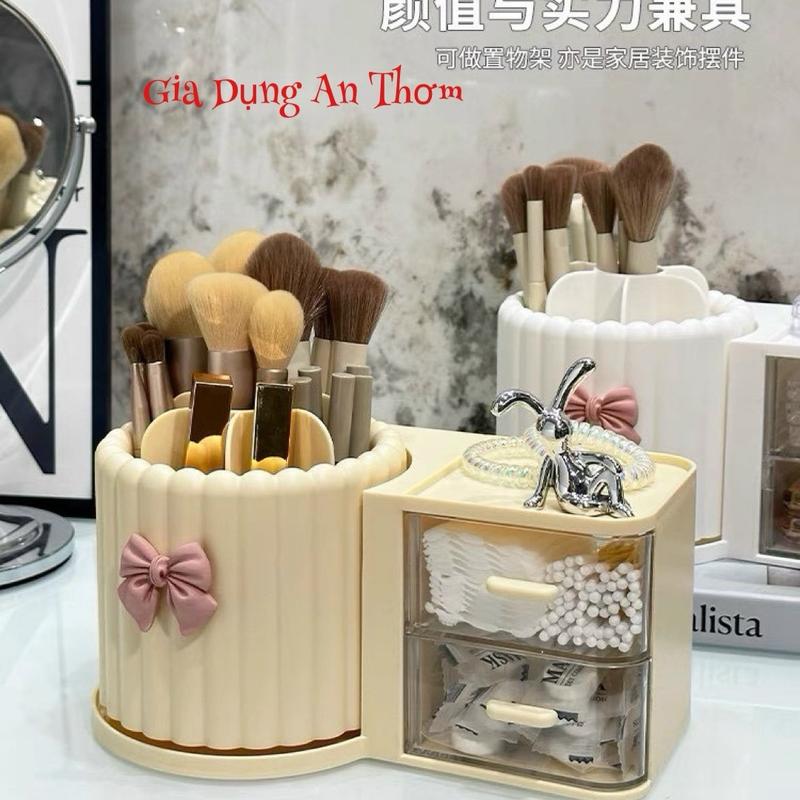 [Giá Huỷ Diệt] Hộp Đựng Bút / Mỹ Phẩm Để Bàn Dạng Xoay Sáng Tạo Cho Học Sinh Giá Đỡ 0