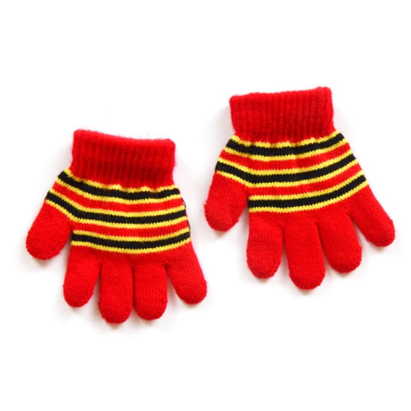 Children Full Finger Gloves Stripe Gloves Mittens Age1-5 Toddler Knitted Winter Gloves Outdoor Sport Gloves for Boy Girl 9