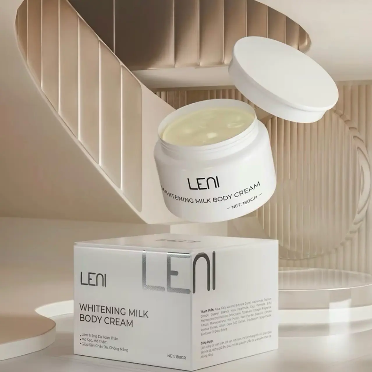 KEM BODY VÁNG SỮA LENI 180ml(Tặng 1Oil 5ml)