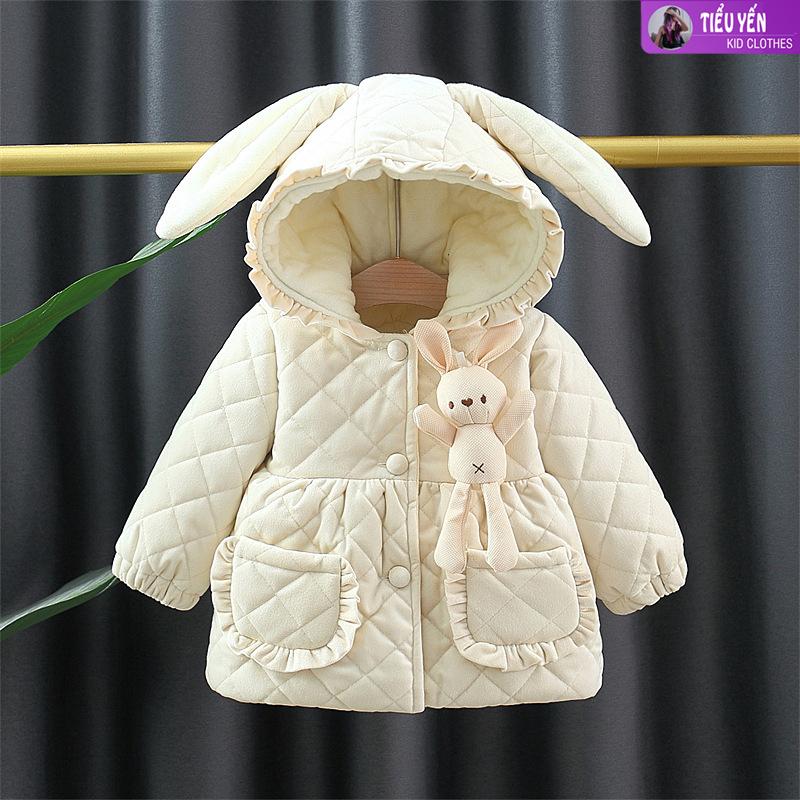 AK099-Áo khoác kem mũ tai thỏ đáng yêu cho bé Tiểu Yến KID