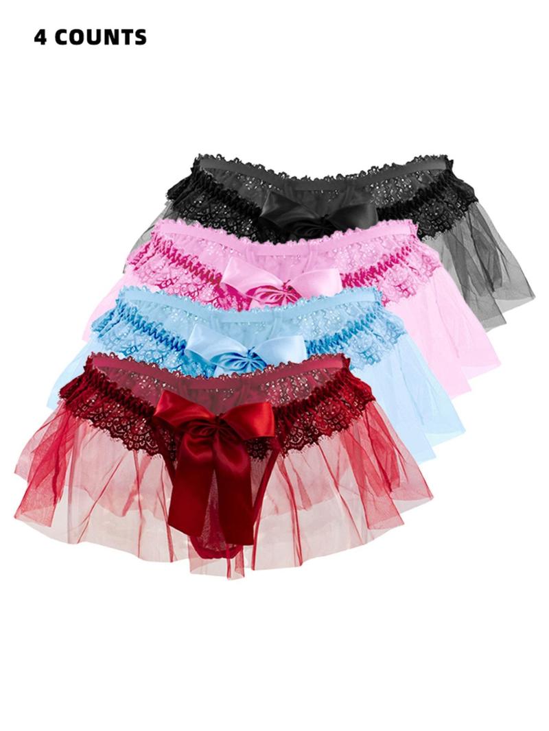 Product Introduction of Women's Bow Decor Mesh Thong, Sexy Comfy Breathable Panty for Daily Wear, Women's Underwear for All Seasons 9